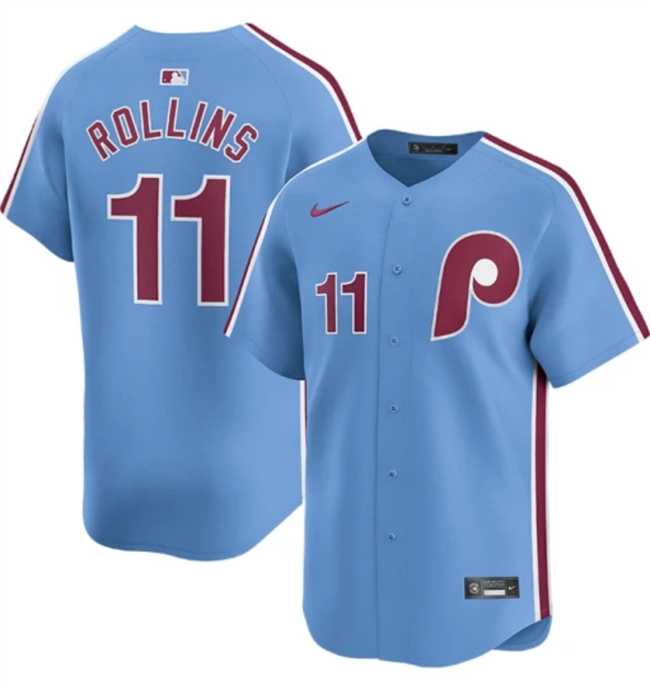 Mens Philadelphia Phillies #11 Jimmy Rollins Light Blue Alternate Limited Stitched Jersey Dzhi->philadelphia phillies->MLB Jersey
